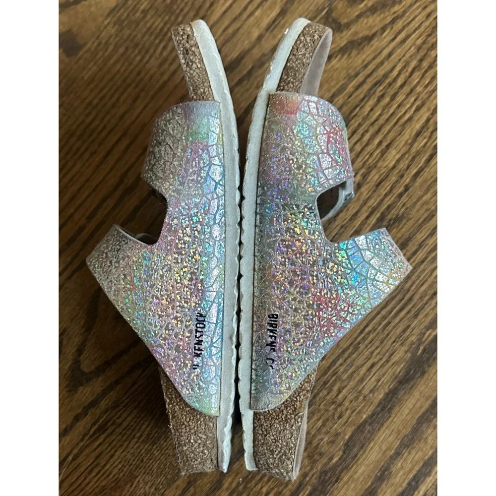 Birkenstock Arizona Kids Glitter Vegan Slide Sandal White EU 34 US 3-3.5